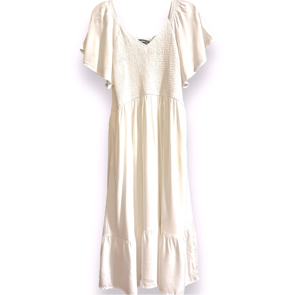 Merokeety Flutter Short Sleeve Smocked Tiered Dress Womens XL